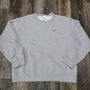 Vintage 90s Nike Sweatshirt Youth Large (12-14) Gray Crewneck Embroidered Swoosh